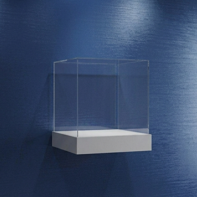 totem da parete con teca in plexiglass